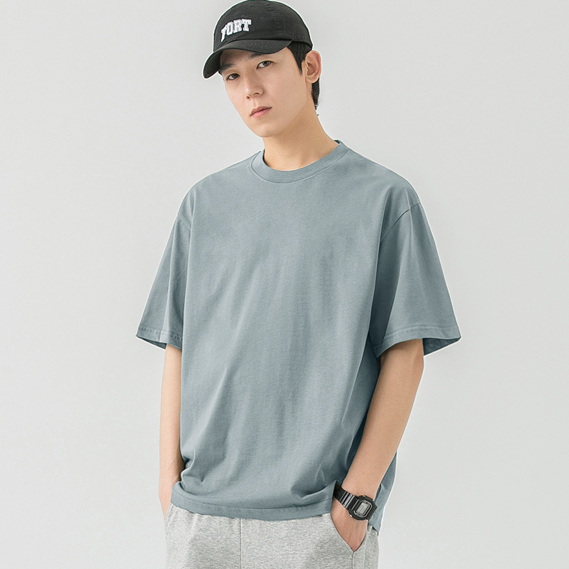 Loose casual short sleeve T-shirt (M-3XL haze blue) (contact customer service to confirm shipping size after placing an order)