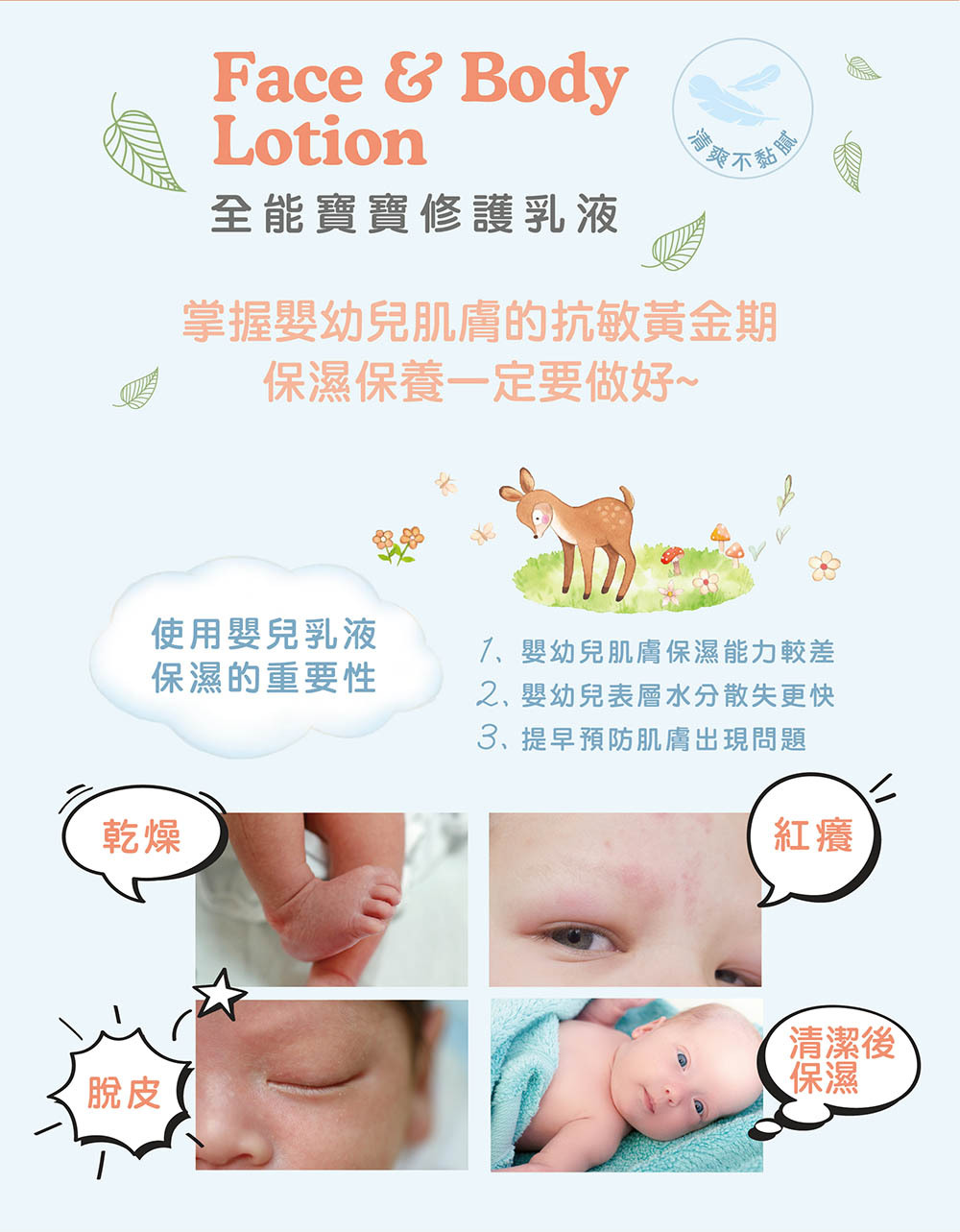 全能寶寶修護乳液-使用嬰兒乳液的重要性:掌握肌膚抗敏黃金期,保濕保養一定要做好