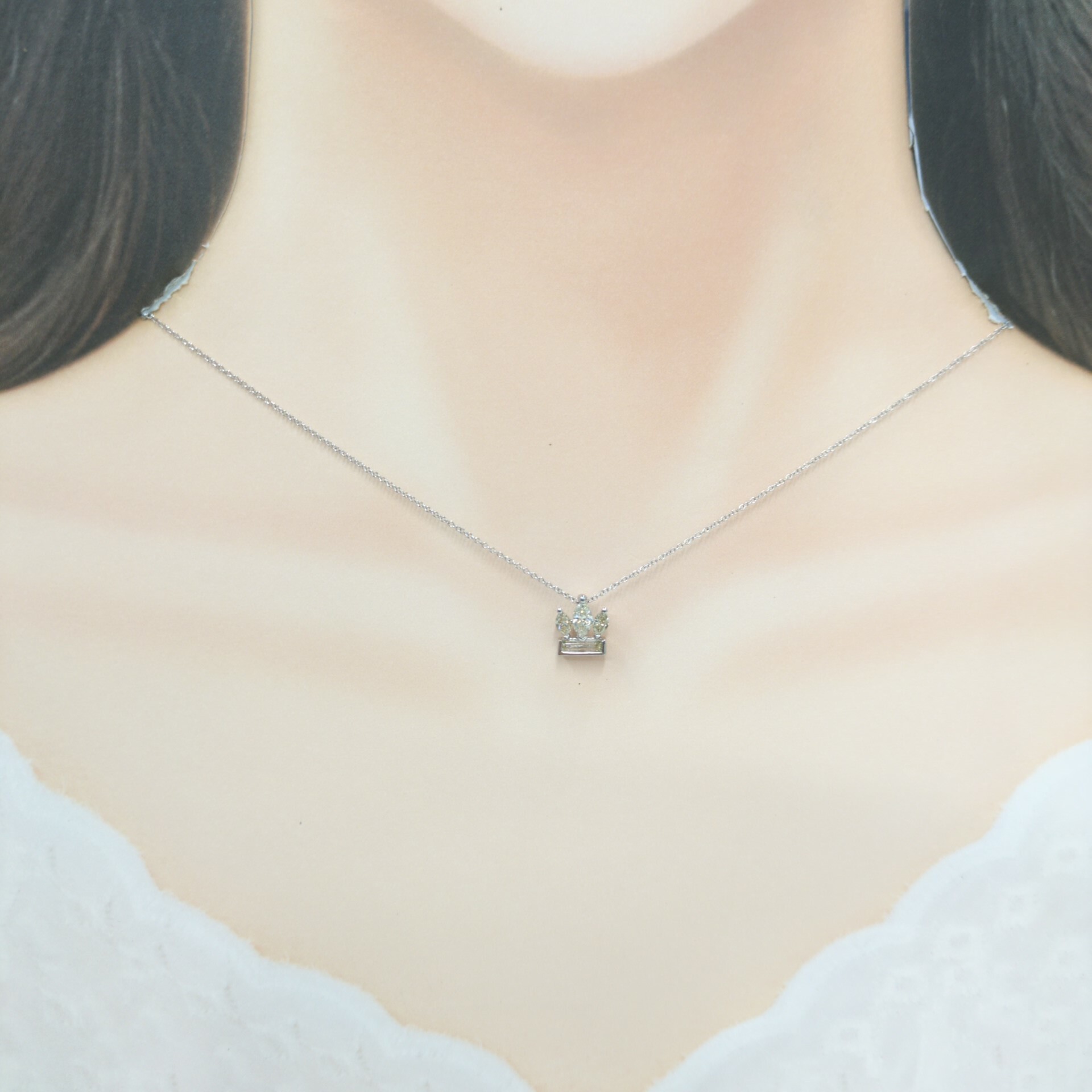 全新18K白金64份鑽石吊墜