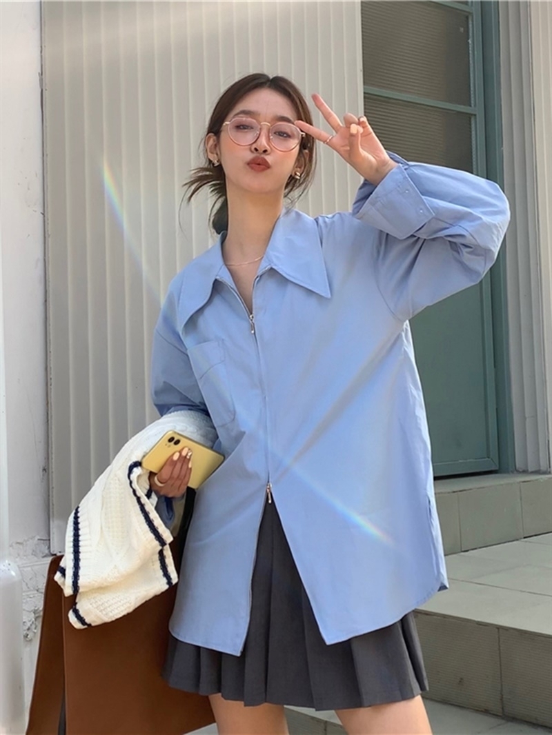 Women's Long Sleeve Shirt (Color: Blue) (Size: S-2XL) (Contact customer service to confirm the shipping size after placing an order)