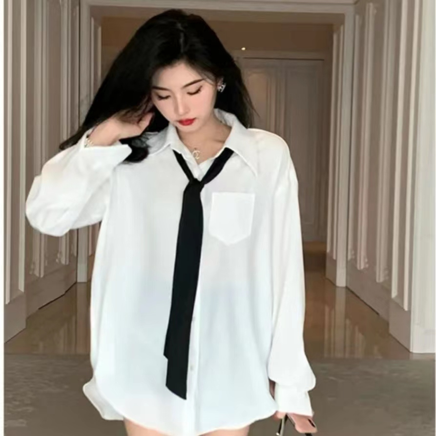 Women's Long Sleeve Shirt (Color: White) (Size: S-XL) (Contact customer service to confirm the shipping size after placing the order)