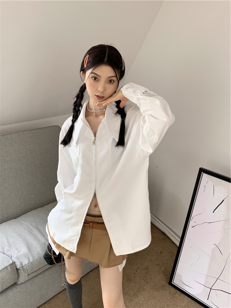 Women's Long Sleeve Shirt (Color: White) (Size: S-XL) (Contact customer service to confirm the shipping size after placing the order)