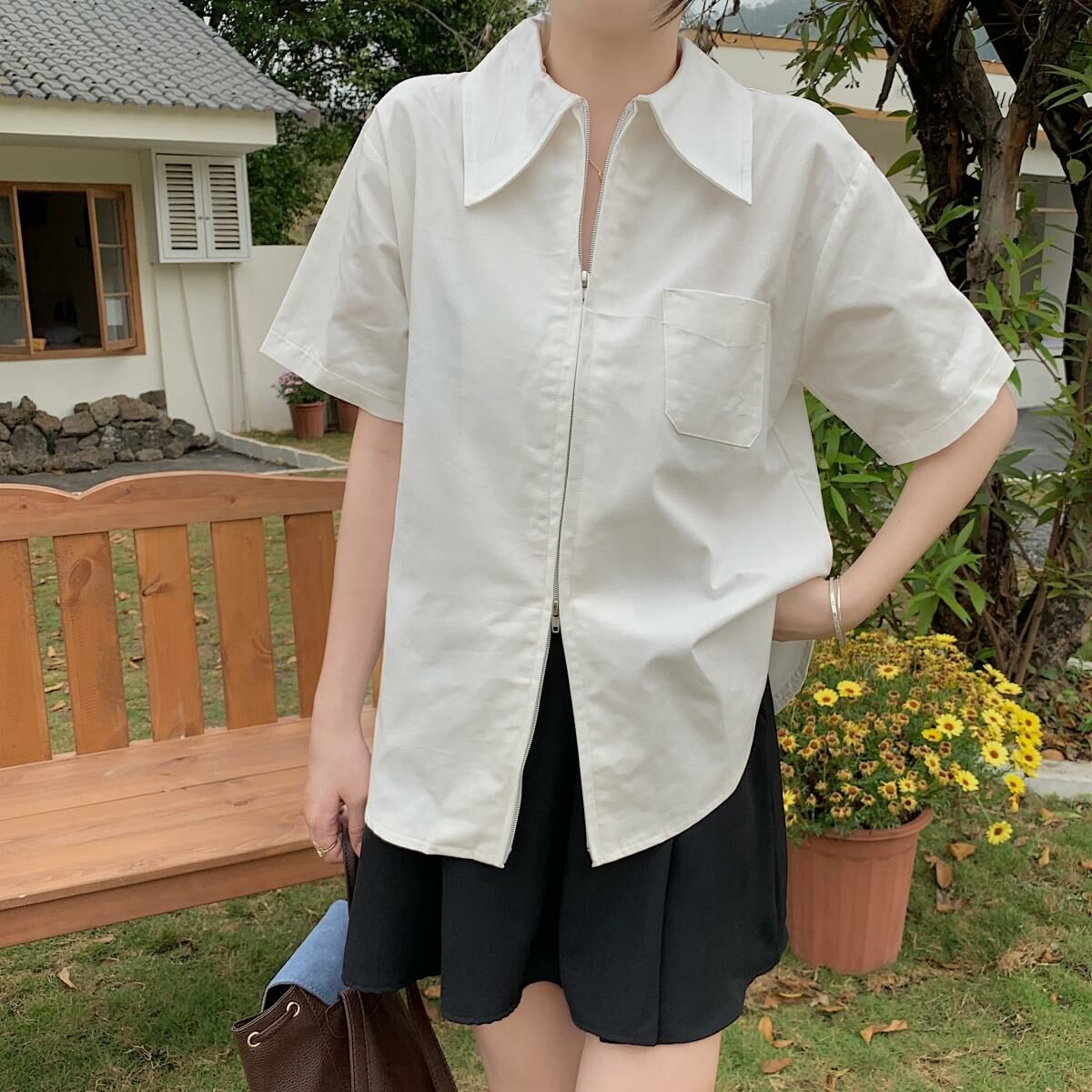 Women's Short Sleeve Shirt (Color: White) (Size: S-XL) (Contact customer service to confirm the shipping size after placing an order)