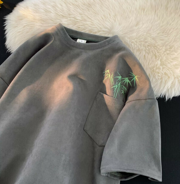 熱推刺繡短袖T恤（深灰色M-2XL）（下單后聯繫客服確認發貨尺碼）