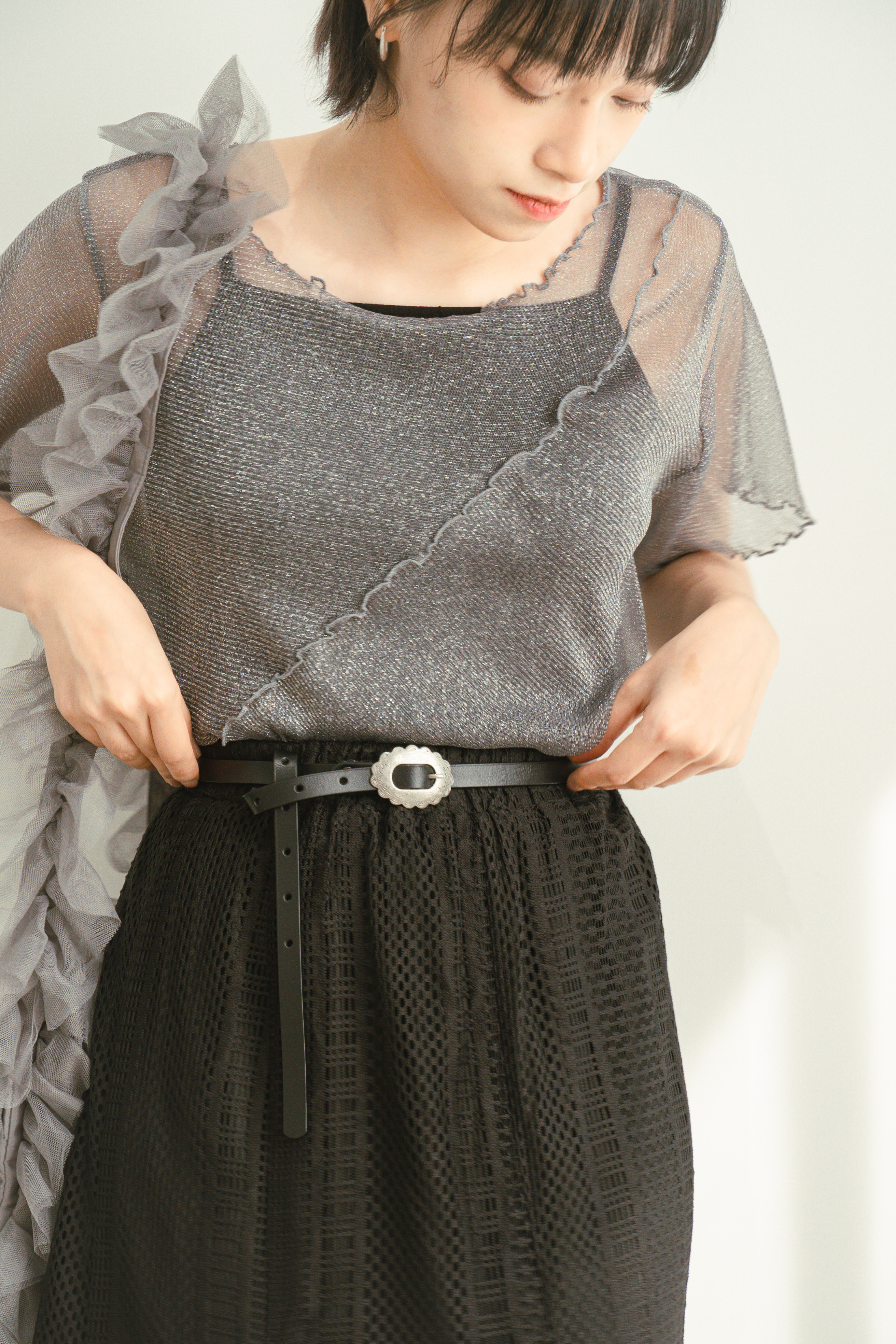 復古花扣幼身皮帶 - 6032