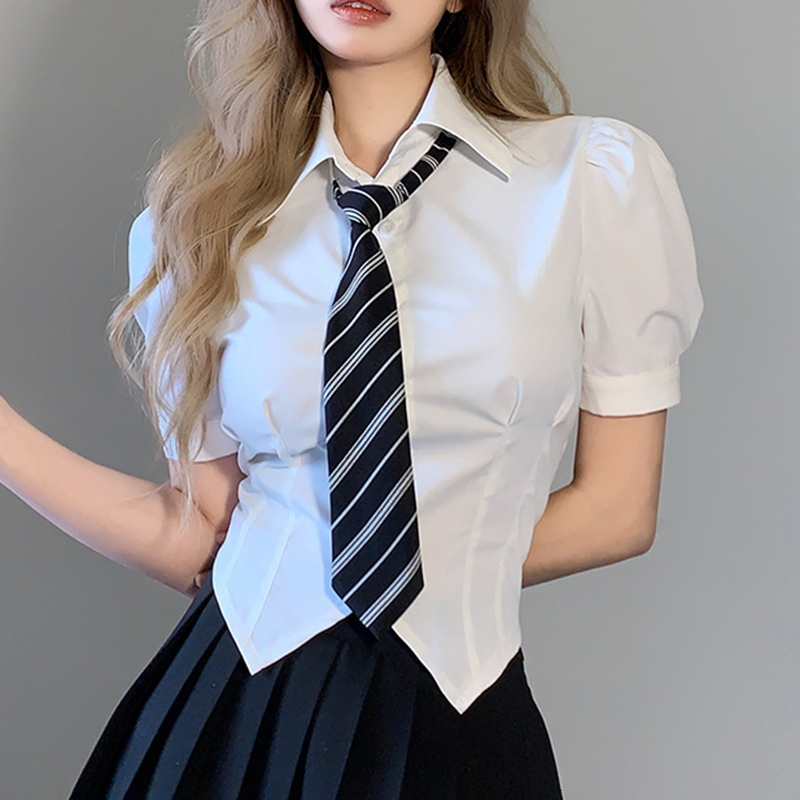 Women's Short Sleeve Shirt (Color: White) (Size: S-XL) (Contact customer service to confirm the shipping size after placing an order)
