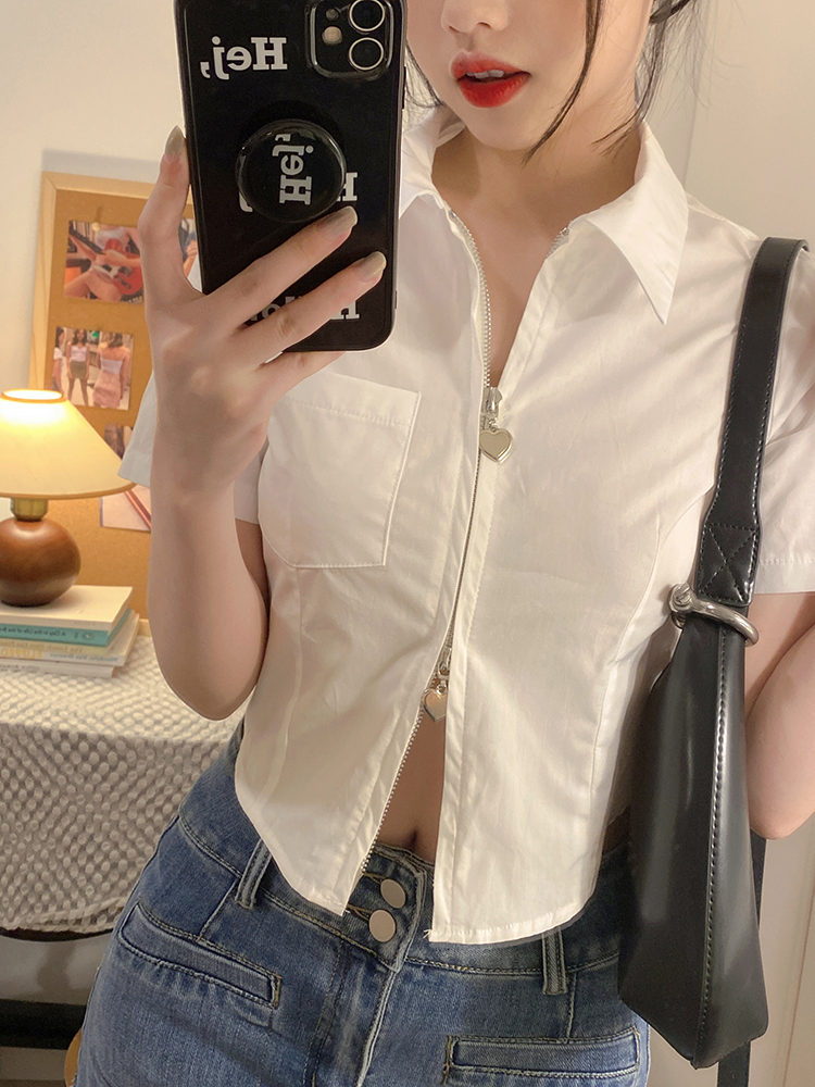 Women's Short Sleeve Shirt (Color: White) (Size: S-XL) (Contact customer service to confirm the shipping size after placing an order)