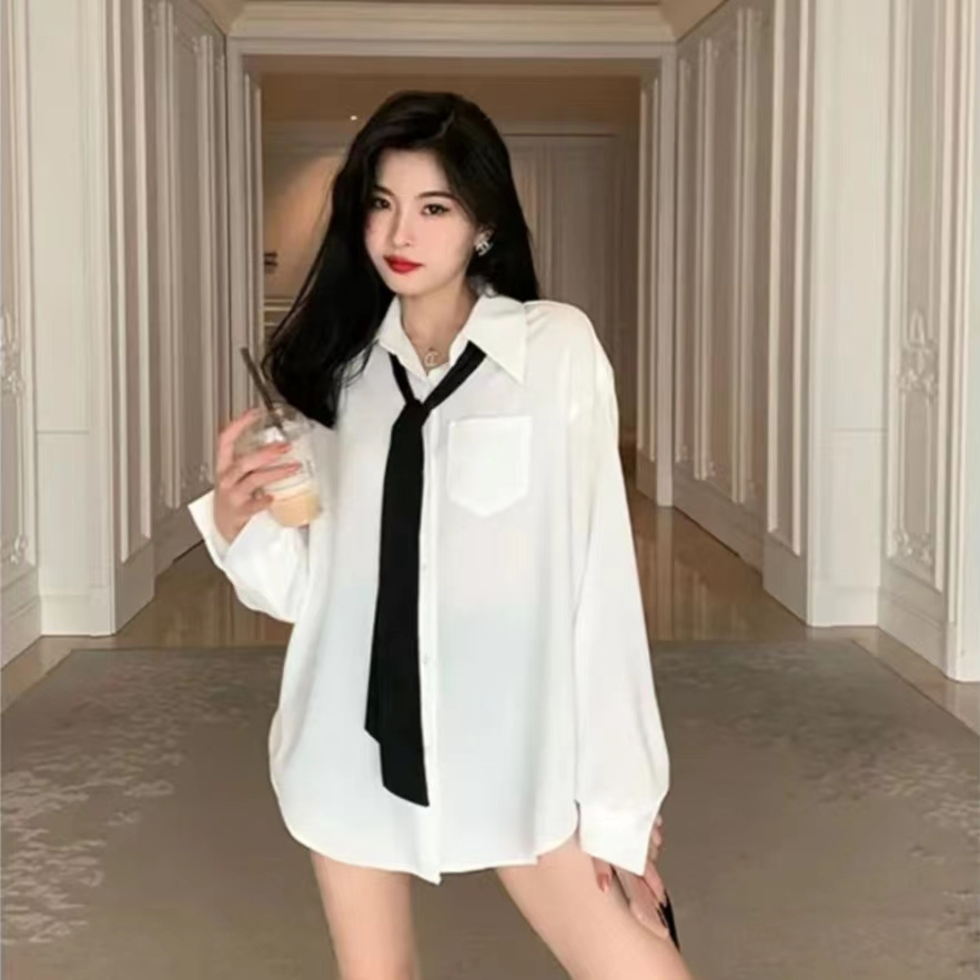 Women's Long Sleeve Shirt (Color: White) (Size: S-2XL) (Contact customer service to confirm the shipping size after placing an order)