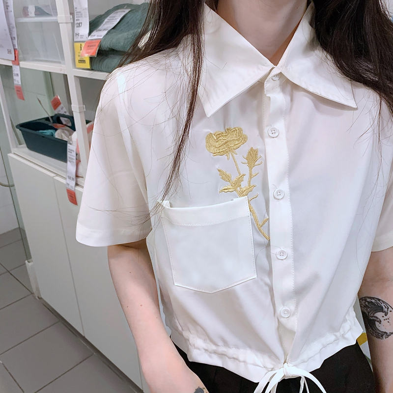 Women's Short Sleeve Shirt (Color: White) (Size: S-XL) (Contact customer service to confirm the shipping size after placing an order)