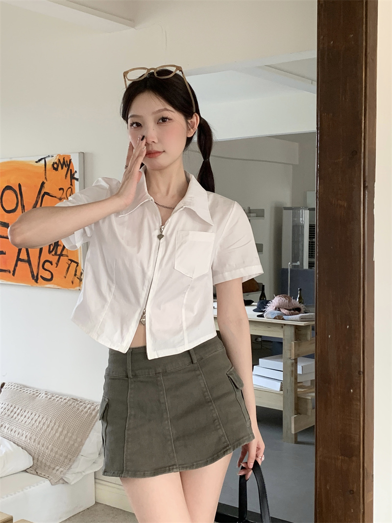 Women's Short Sleeve Shirt (Color: White) (Size: S-XL) (Contact customer service to confirm the shipping size after placing an order)