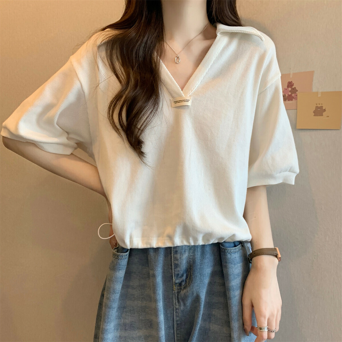 Women's Short Sleeve T-Shirt (Color: White) (Size: S-XL) (Contact customer service to confirm the shipping size after placing an order)