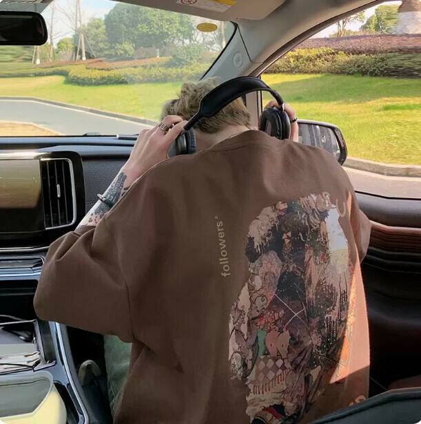 熱推印花半袖T恤（咖色M-2XL）（下單后聯繫客服確認發貨尺碼）
