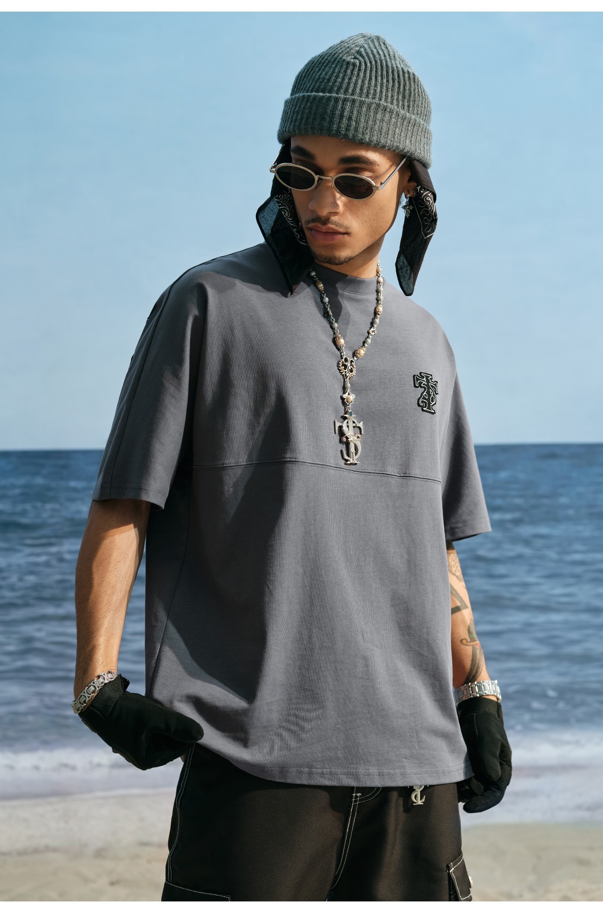 STK SmallTownKid  歌德字體 拼接貼布 短袖 T恤