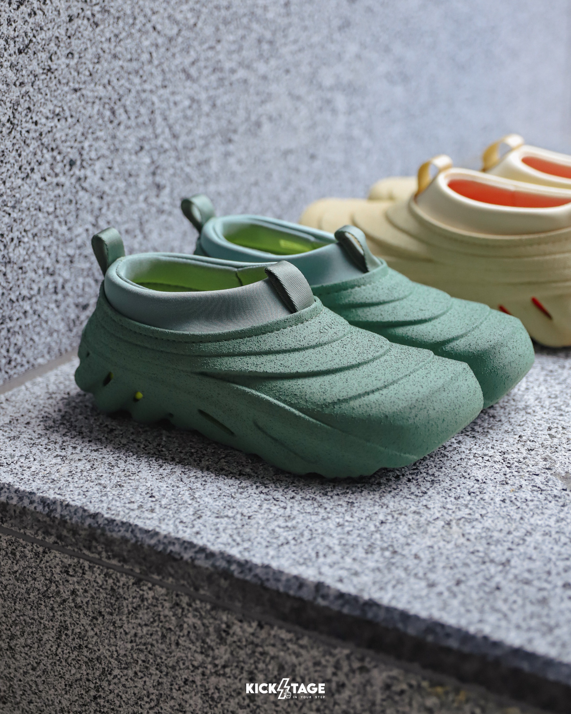 **特價售出無退換**男女鞋 CROCS ECHO STORM SPRAY TEXTURE 日本限定 綠色 暴風 波波鞋 內襯襪套 層疊 機能風格 水鞋【210047-308】