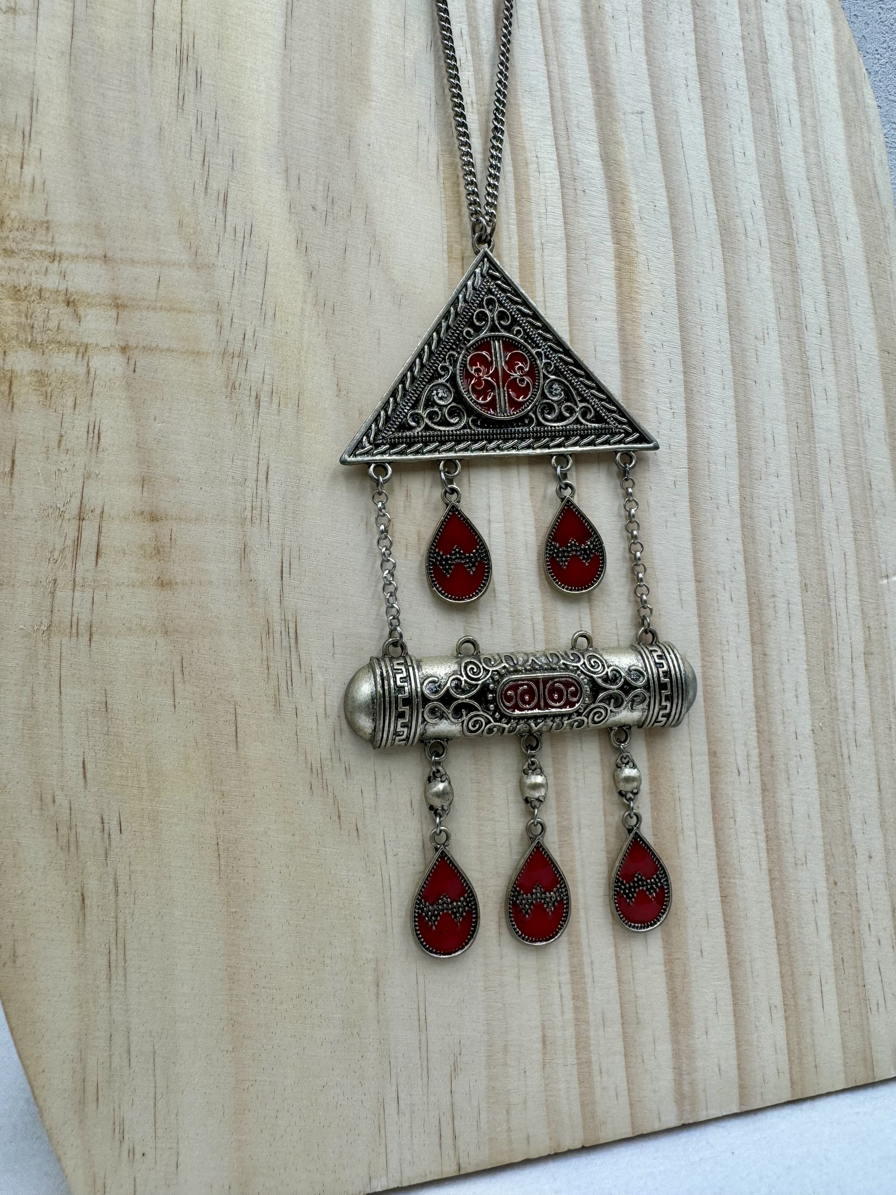 阿富汗鏈條紅色墜飾42.5cm