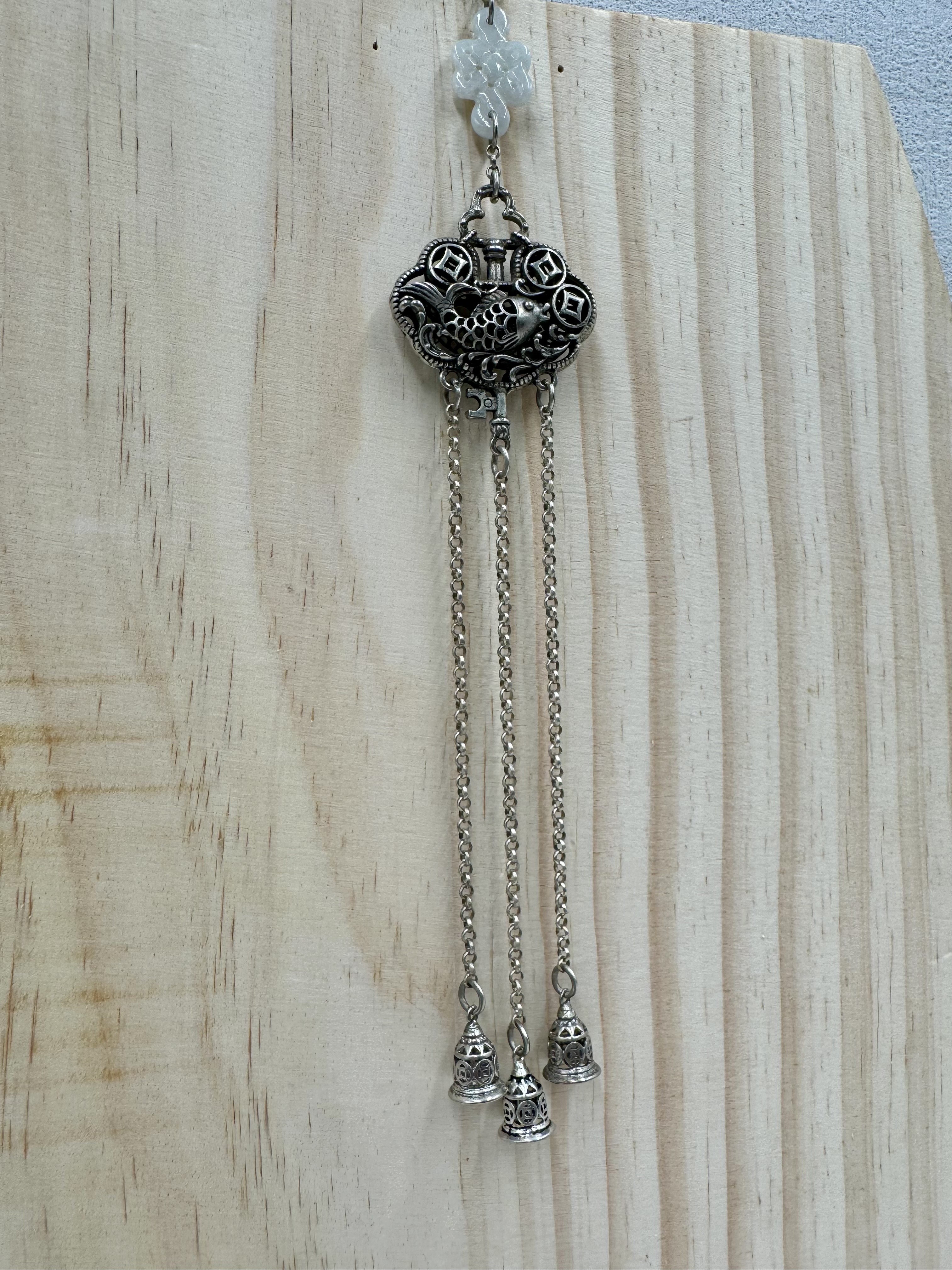 No.13藏銀單隻魚鈴鐺鏈條墜飾23cm