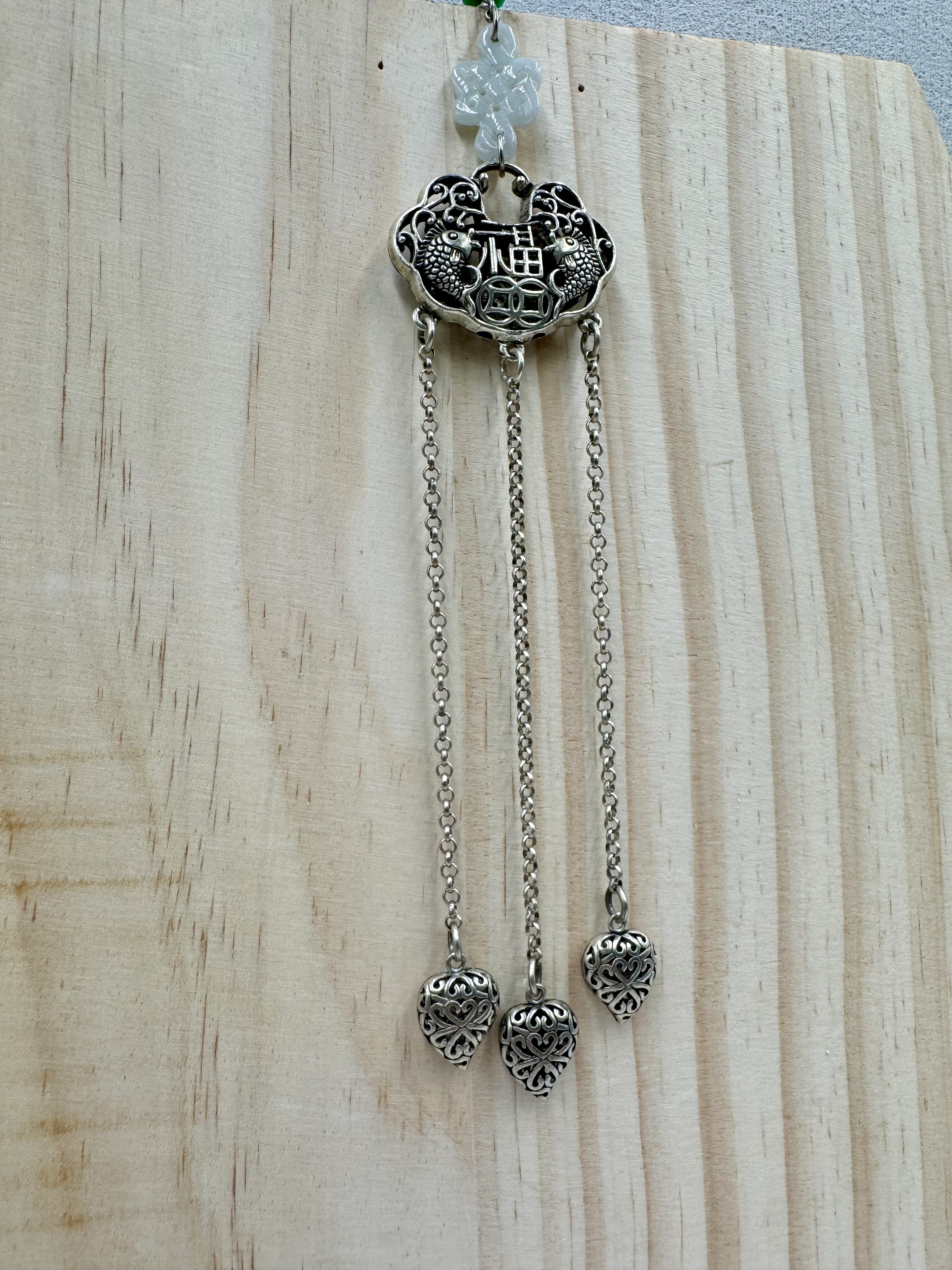 No.14藏銀福字雙魚鈴鐺鏈條墜飾22cm