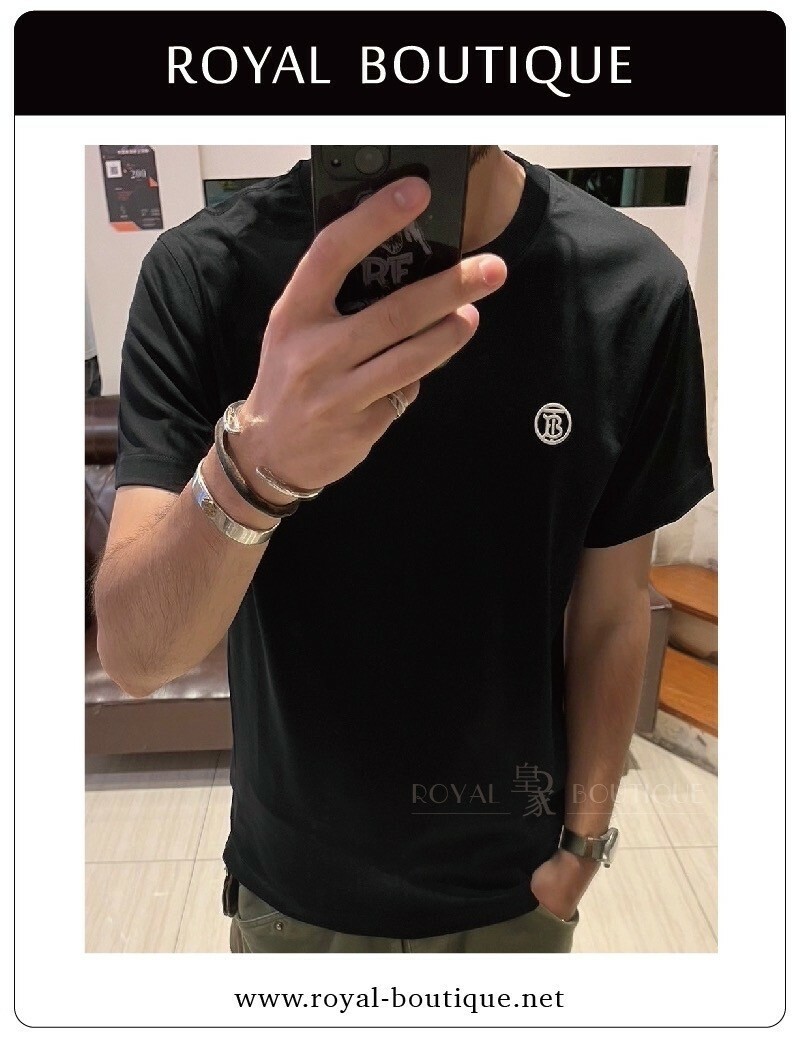 BURBERRY 左胸圓形TB刺繡小標短T