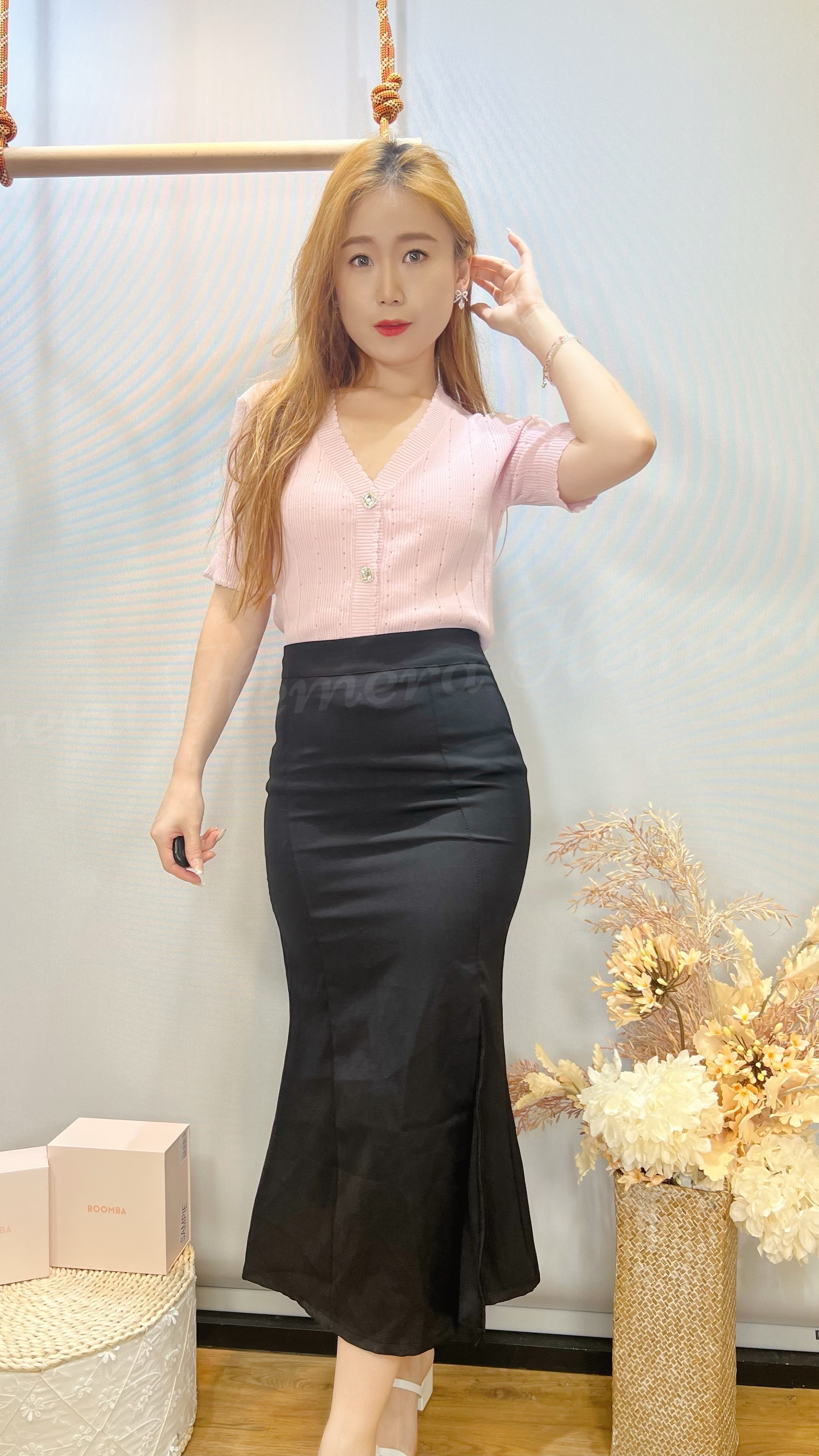 TP24S0725 小香風BLING BLING鈕上身