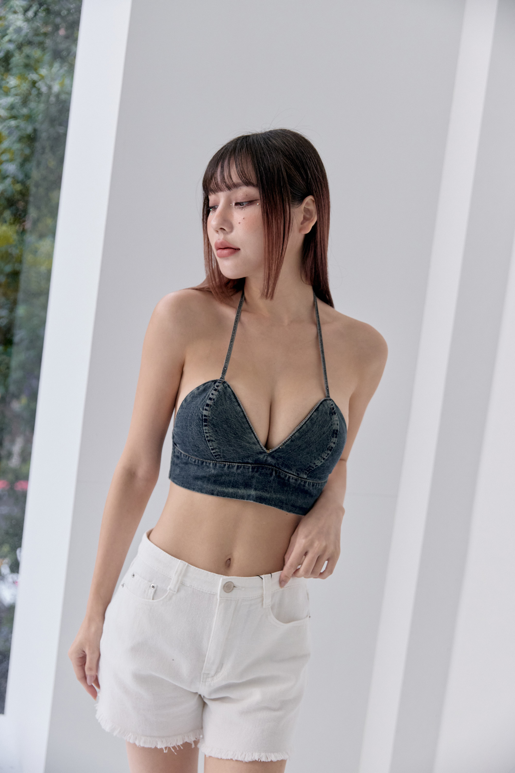 牛仔bra top