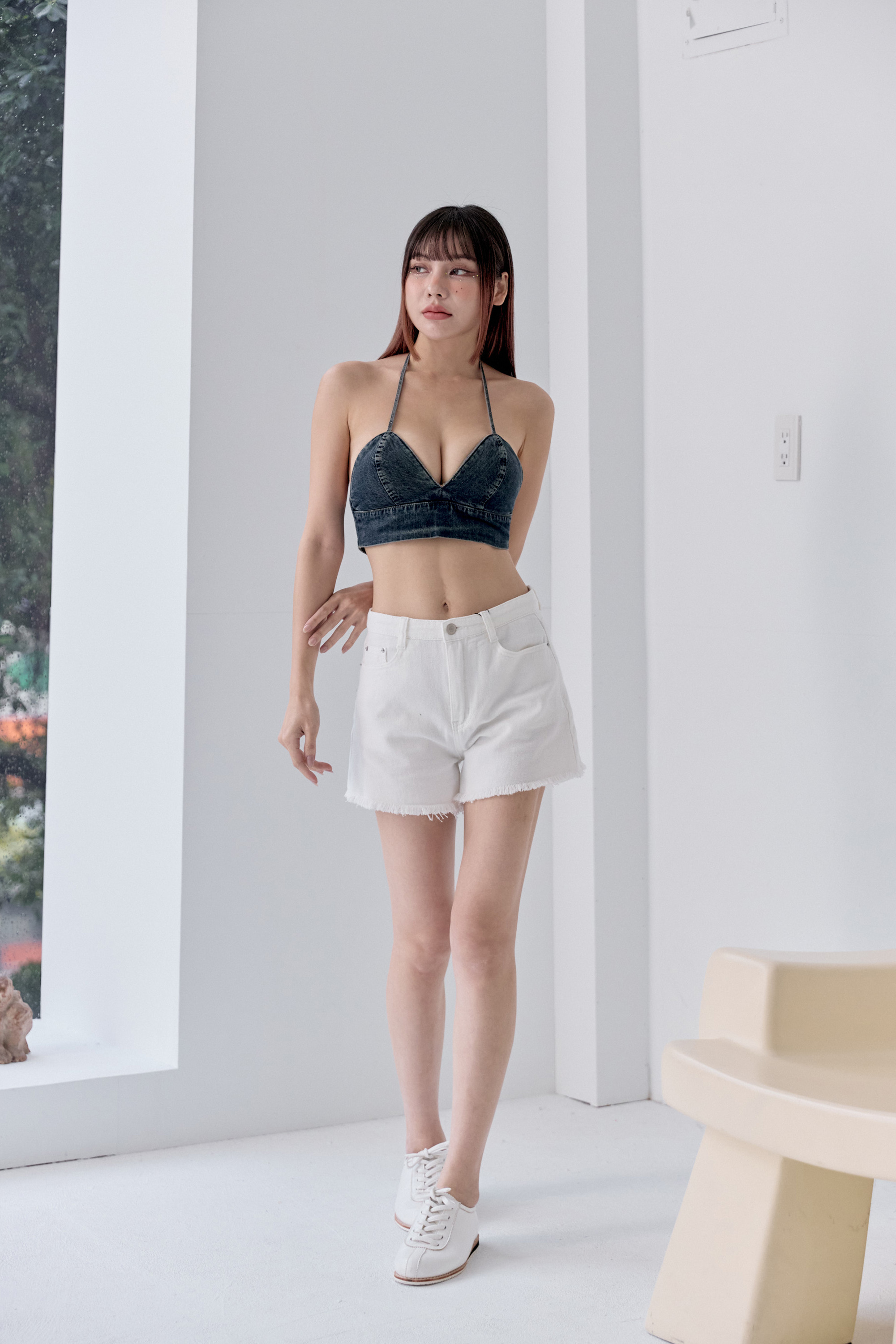 牛仔bra top