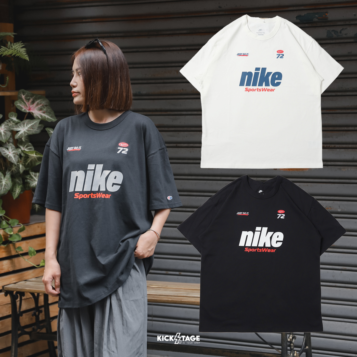 [售出無退換] 男女款 NIKE SPORTSWEAR PREMIUM ESSENTIALS 炭灰 白色 復古字體 美式 賽車 大LOGO 寬鬆 短袖 短T【HQ1570】25SALE
