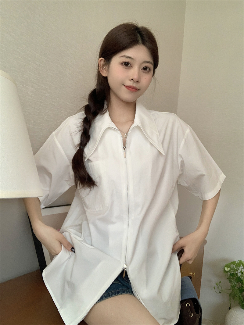 Women's Short Sleeve Shirt (Color: White) (Size: S-XL) (Contact customer service to confirm the shipping size after placing an order)