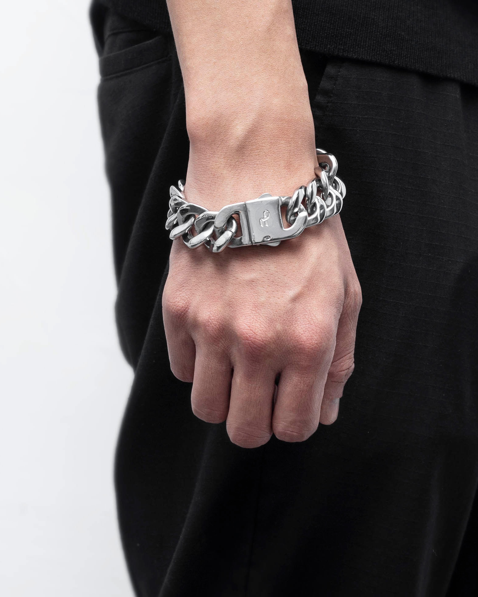 RECOVERY 20MM粗扁鍊條手鍊（亮銀）