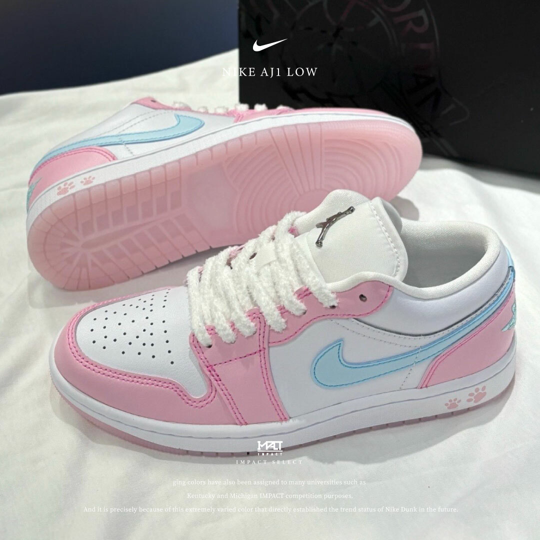 Nike AJ1 Low 粉藍 小狗腳印 粉水晶底 HM3706-141