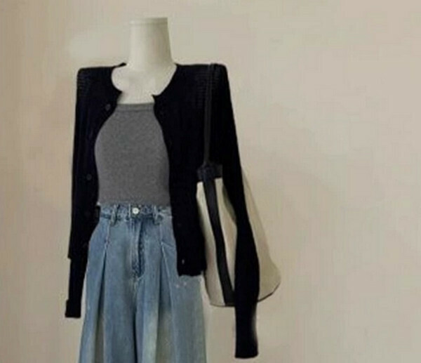 Women's Cardigan #Single Piece (Black) (M-4XL) (Contact customer service to confirm size after placing an order) 