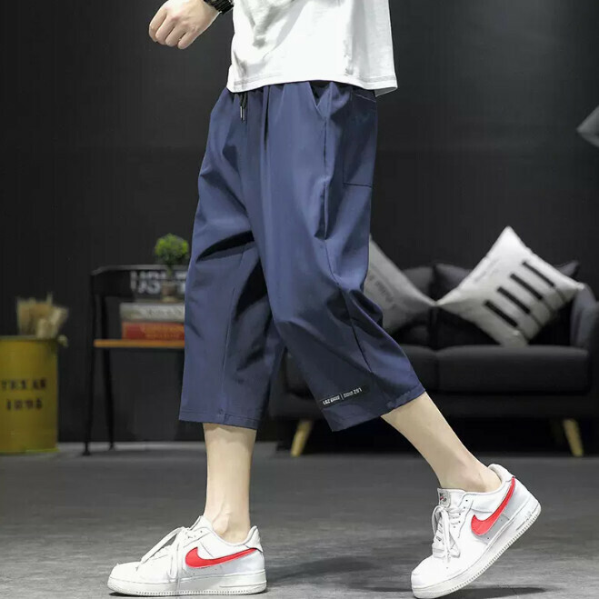 Quick-drying cropped pants (navy blue M-5XL) (contact customer service to confirm the shipping size after placing an order)】