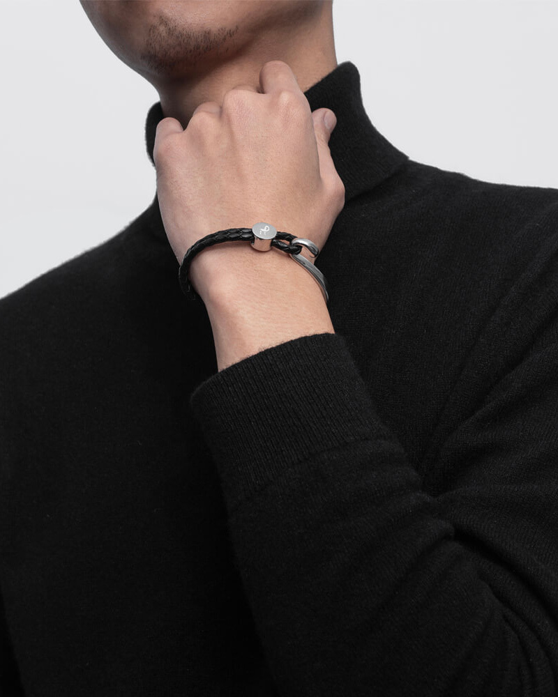 RECOVERY 勾扣編織手環 (霧銀-黑)