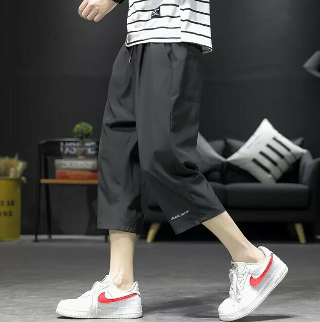 Quick-drying cropped pants (black M-5XL) (contact customer service to confirm the shipping size after placing an order)】