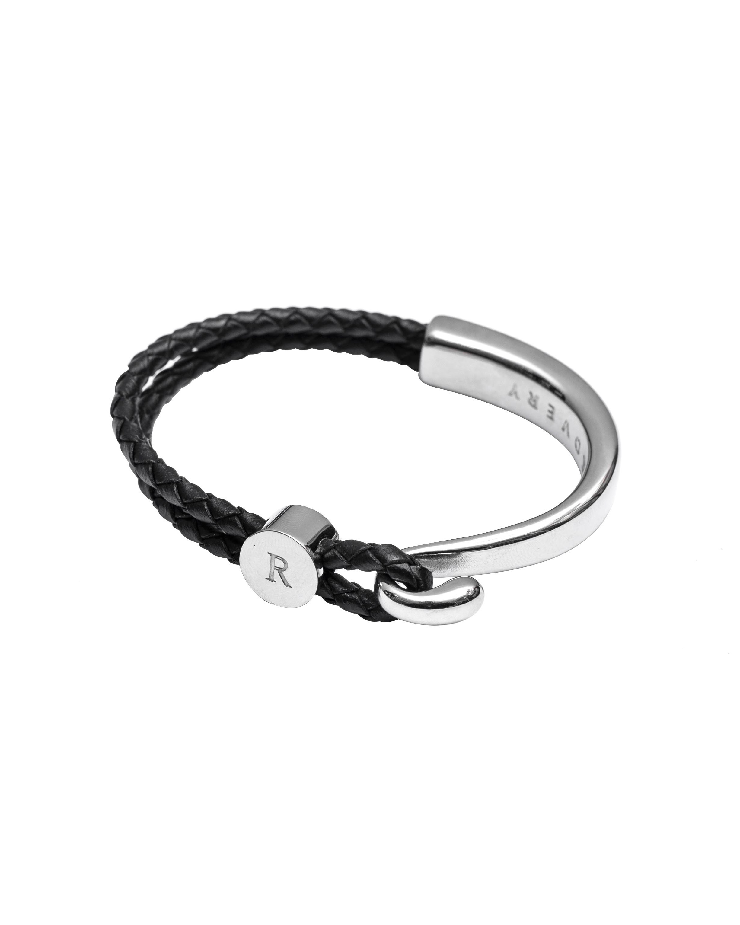 RECOVERY 勾扣編織手環 (亮銀-黑)