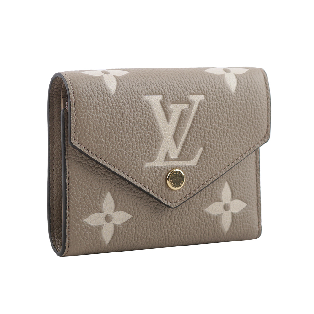 【Louis Vuitton / LV】Victorine Monogram 雙色牛皮三折短夾