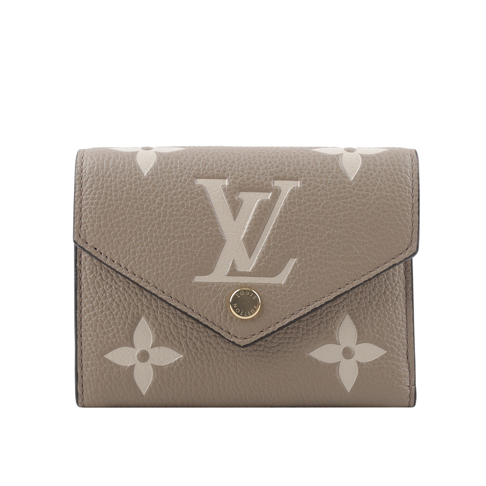【Louis Vuitton / LV】Victorine Monogram 雙色牛皮三折短夾(斑鳩灰/奶油色) M81861