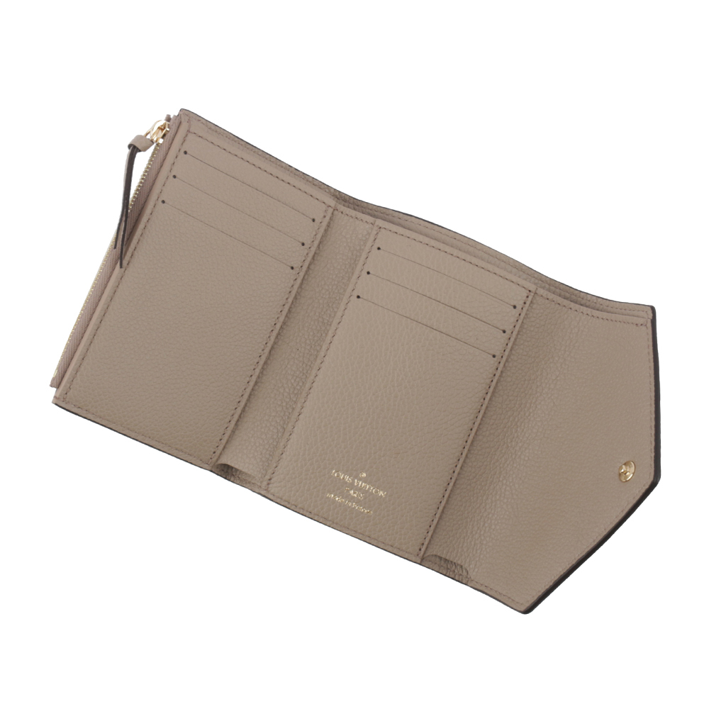 【Louis Vuitton / LV】Victorine Monogram 雙色牛皮三折短夾(斑鳩灰/奶油色) M81861