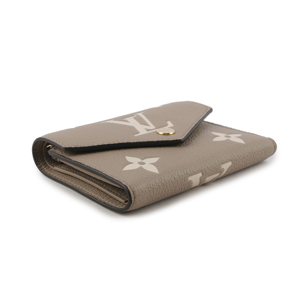 【Louis Vuitton / LV】Victorine Monogram 雙色牛皮三折短夾(斑鳩灰/奶油色) M81861