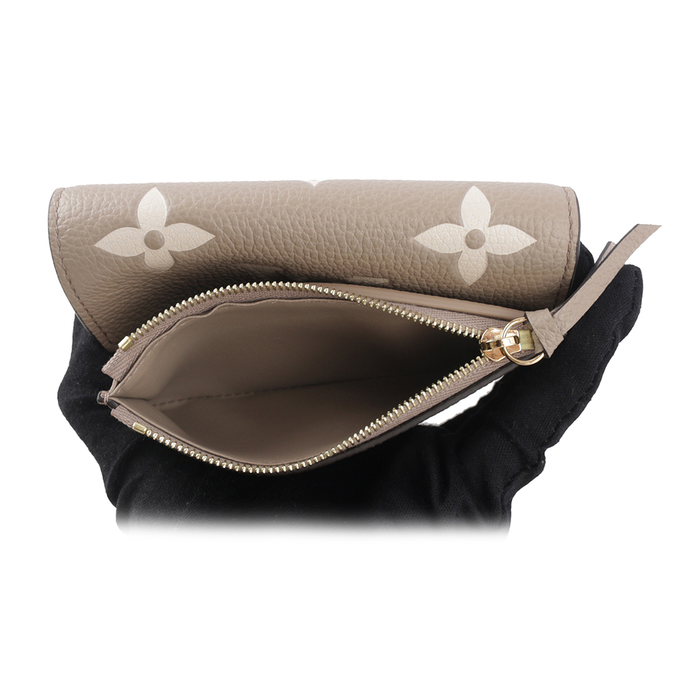 【Louis Vuitton / LV】Victorine Monogram 雙色牛皮三折短夾(斑鳩灰/奶油色) M81861