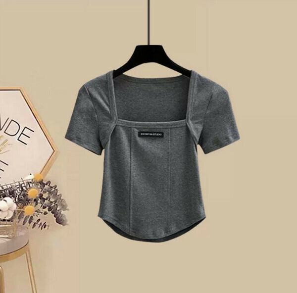 Women's T-Shirt#Single Piece (Dark Grey) (M-4XL) (Contact customer service to confirm size after placing an order) 