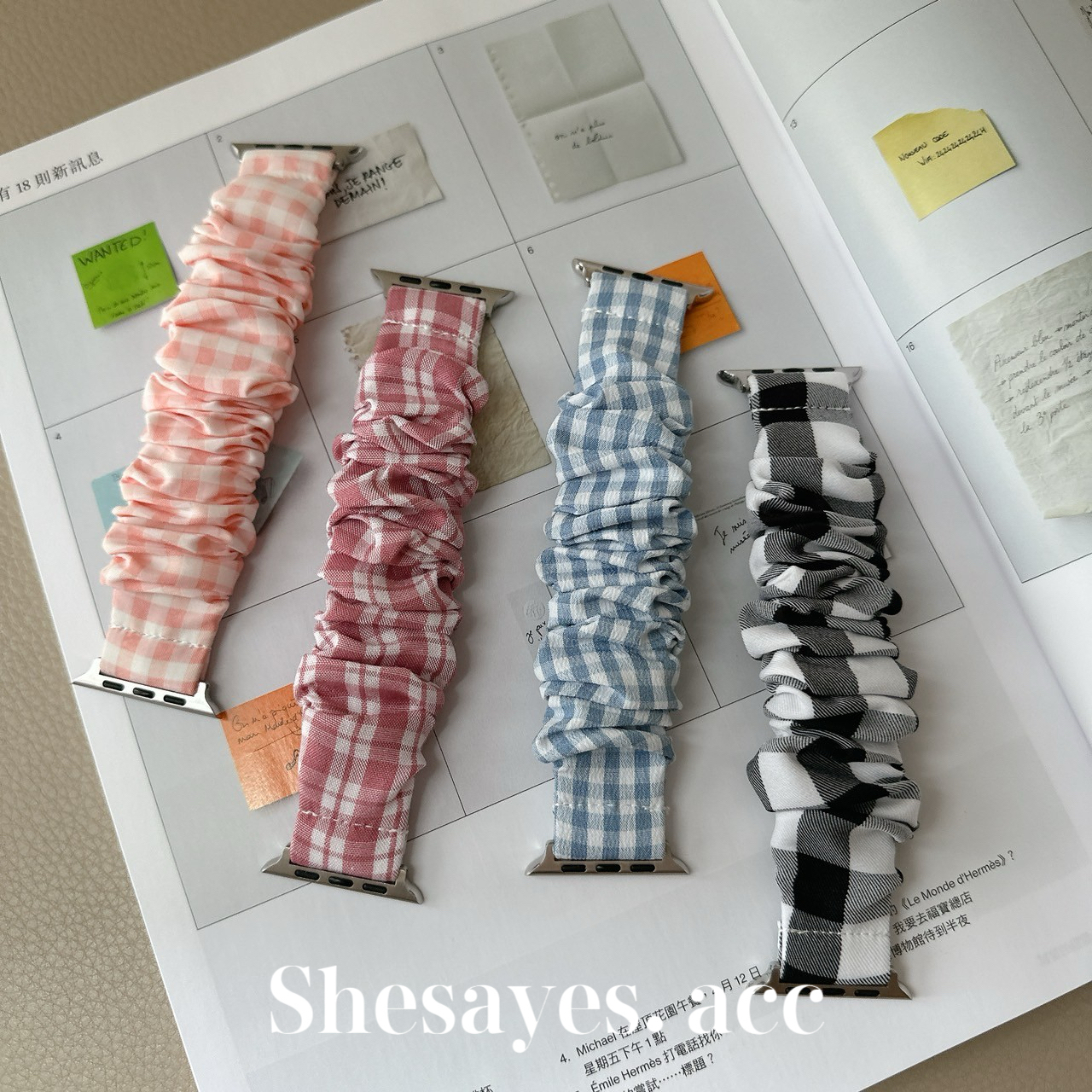 APPLE  WATCH韓系格紋髮圈錶帶[四色]