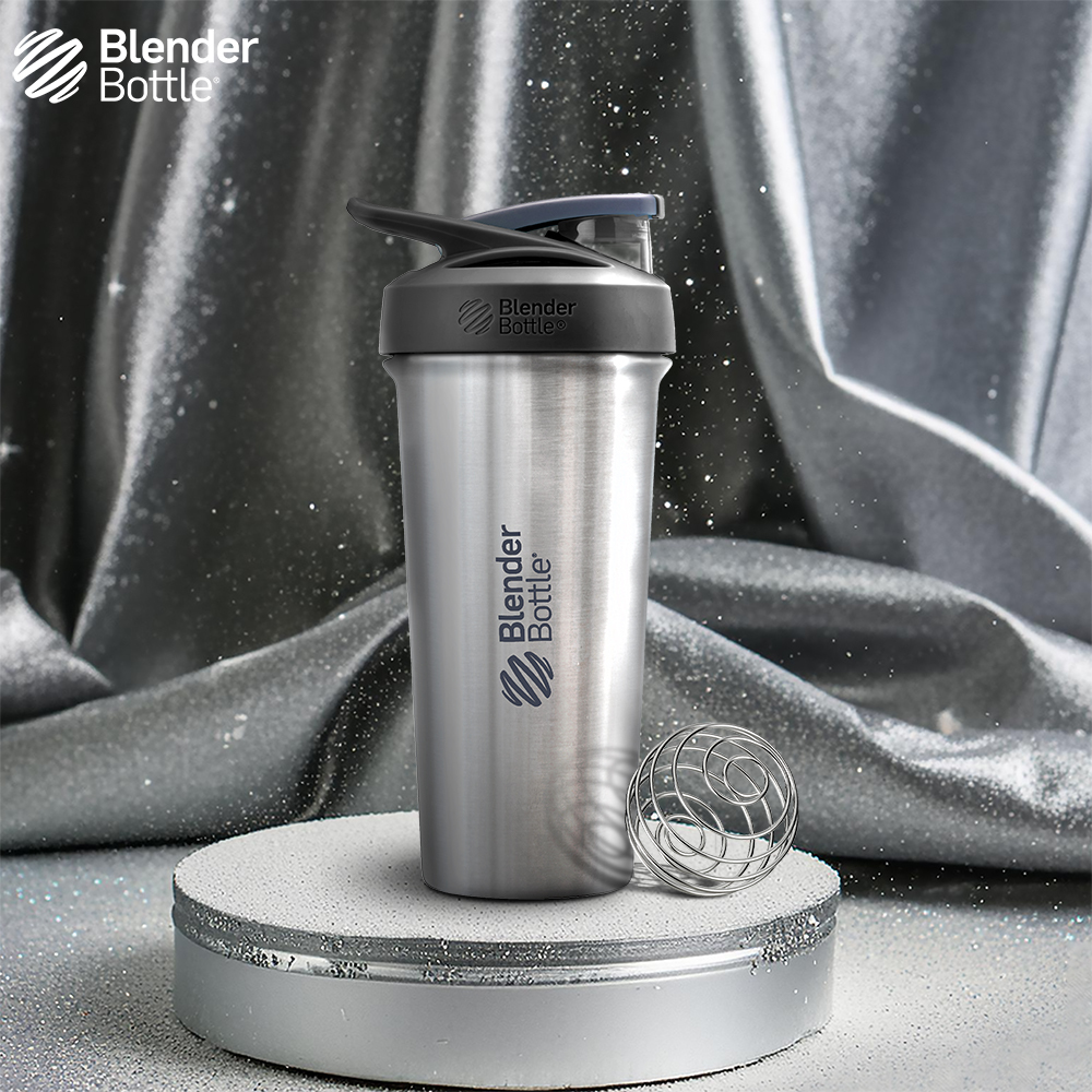 BlenderBottle® Strada™Sleek不鏽鋼｜25oz 搖搖杯｜星光銀