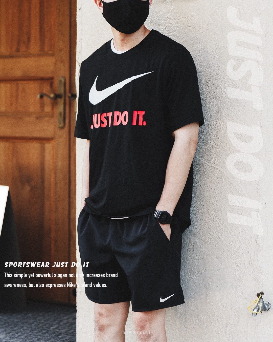 #現貨 NIKE  JUST DO IT 運動 休閒短踢 BV0630-010 黑