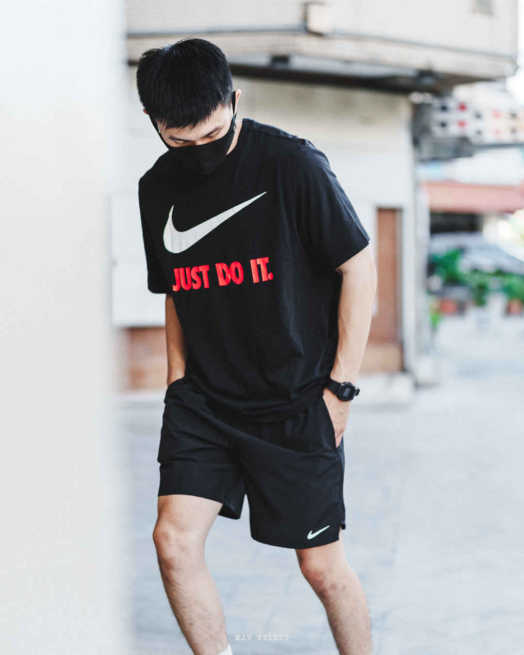 #現貨 NIKE  JUST DO IT 運動 休閒短踢 BV0630-010 黑