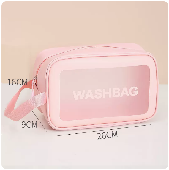 Popular waterproof translucent supplies storage bag (girly pink medium size)
