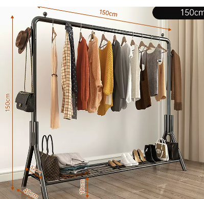 Popular household indoor floor-standing clothes hanger (black) (size: 150*150*40CM)