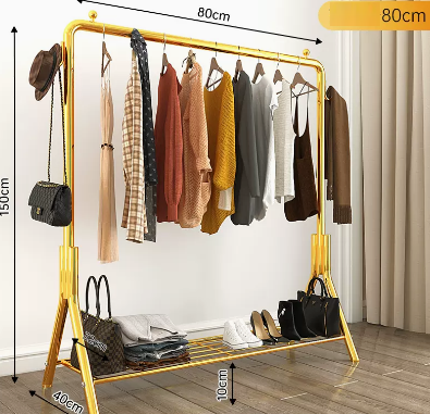 Popular household indoor floor-standing clothes hanger (light luxury gold) (size: 80*150*40CM)