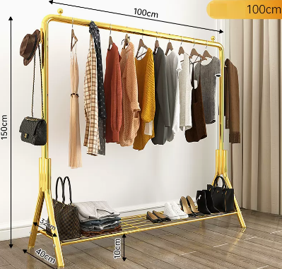 Popular household indoor floor-standing clothes hanger (light luxury gold) (size: 100*150*40CM)