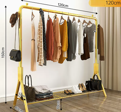 Popular household indoor floor-standing clothes hanger (light luxury gold) (size: 120*150*40CM)