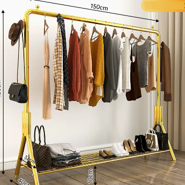 Popular household indoor floor-standing clothes hanger (light luxury gold) (size: 150*150*40CM)